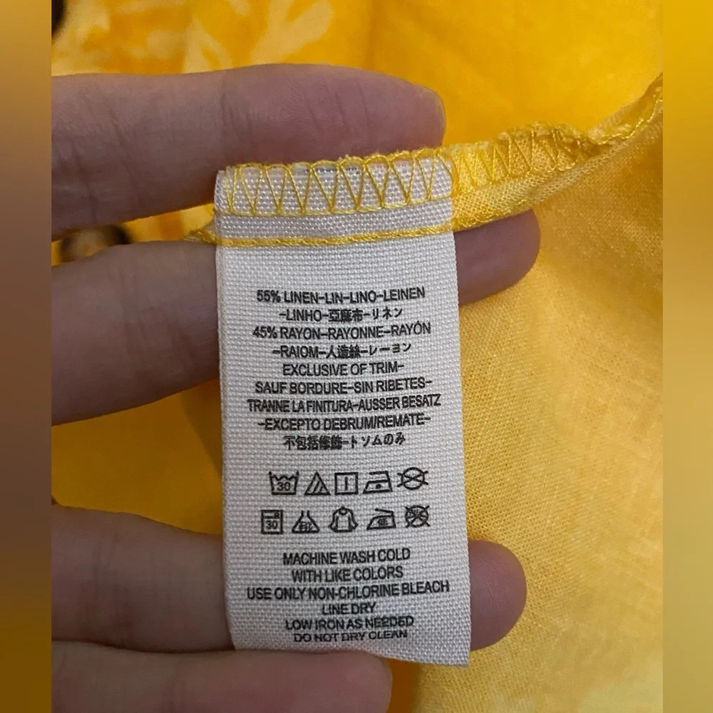 NWT Free People Womens A Thing Called Love Boho Linen Blend Mini Yellow Dress 0 - Picture 9 of 10